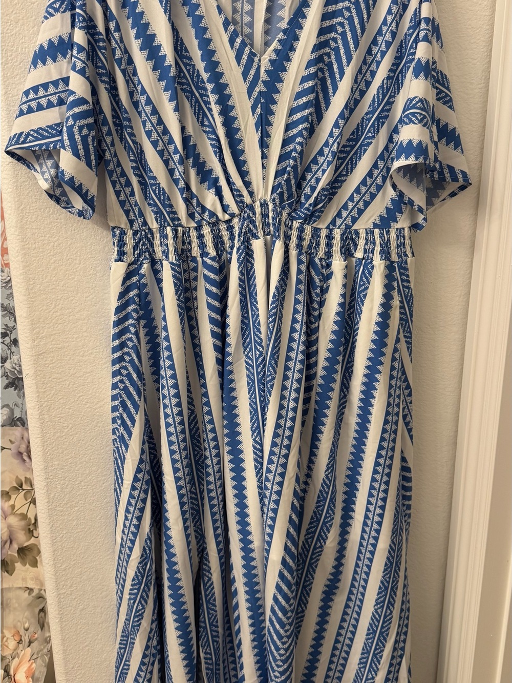 BloomChic Blue and White Striped V-Neck Dress 14/16 1X